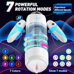 Automatic Male Masturbator Sex Toys for Men, Male Sex Toys with 4 Thrusting & 7 Rotation Modes, Pocket Pussy Male Stroker with 7 Color Ambient Lighting
